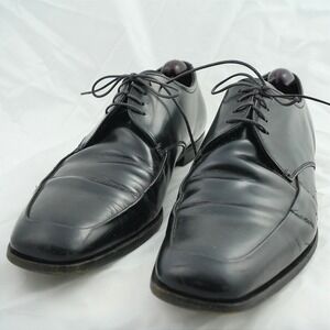 Prada Calzature 1598‎ Black Leather Square Toe Derby Dress Shoes Mens 9.5 Italy